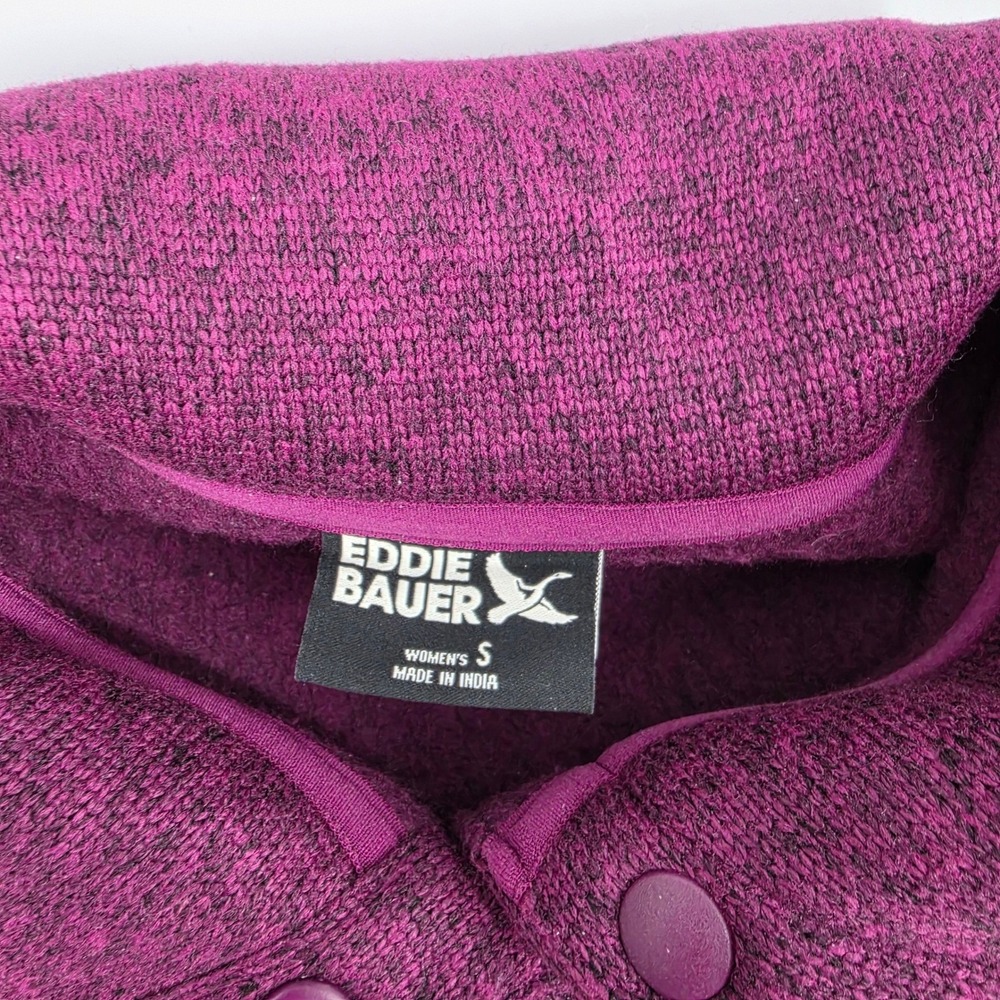 Eddie Bauer Womens Purple Snap Neck Pullover Fleece Sweater Jacket Small - Picture 3 of 9